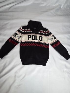 Polo by Ralph Lauren Black, Cream & Red Fair Isle Turtleneck Sweater